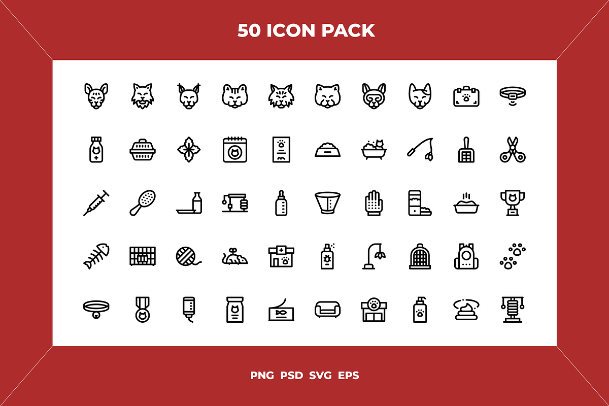 Cats icons, an Outline Icon by Wencory (Photo 1 of 2)