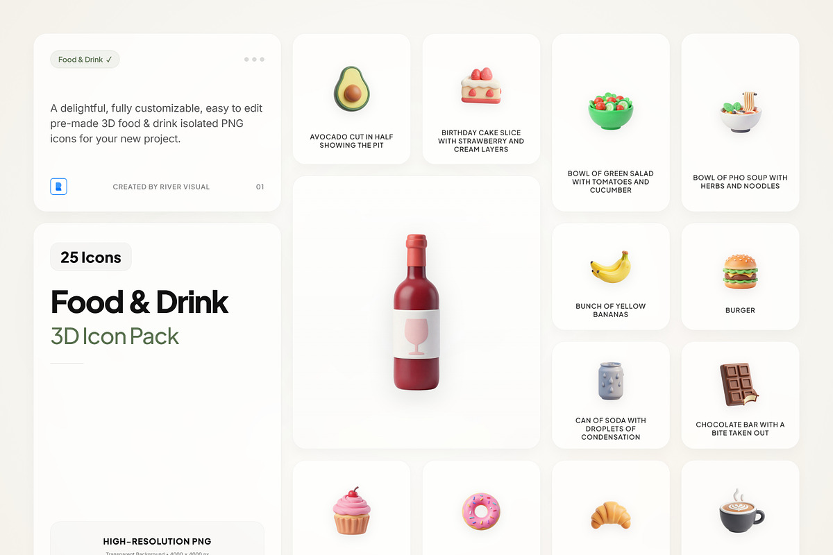 3D Food & Drink Icons, an Emoji Icon by River Visual (Photo 1 of 5)