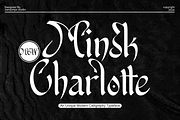 Minsk Charlotte - Unique Calligraphy, a Blackletter Font by zamjumps (Thumbnail 1 of 12)
