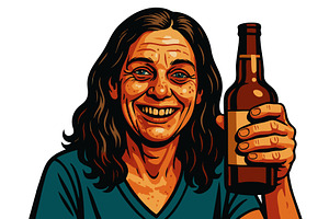 heavy drinker woman with visible, a Person Illustration by AlexArt