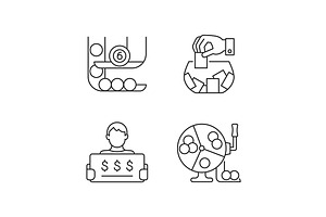 Lottery Formats Linear Icons Set