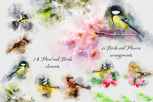 Boho Style Spray Watecolor Birds