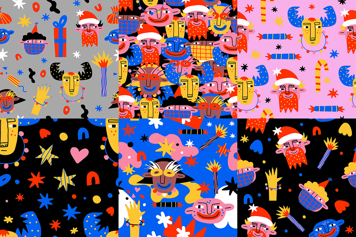 80s Christmas vibrant crazy stickers, an Illustration by okchizh (Photo 5 of 7)