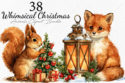 Whimsical Christmas Animals Clipart, a Seasonal Illustration by Canvas Craft (Thumbnail 1 of 10)