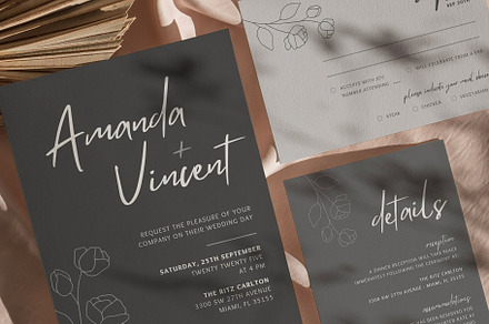 Gray Flora Invitation Canva Template
