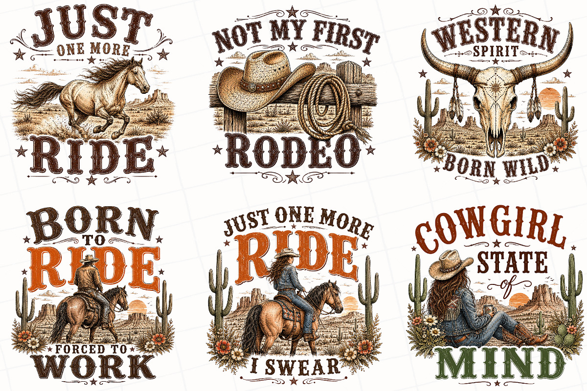 Western Cowgirl PNG Clipart Bundle, a Seasonal Illustration by OK Design (Photo 3 of 6)
