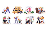 Kids back to school concept set, an Education Illustration by PaperTrident (Thumbnail 1 of 9)