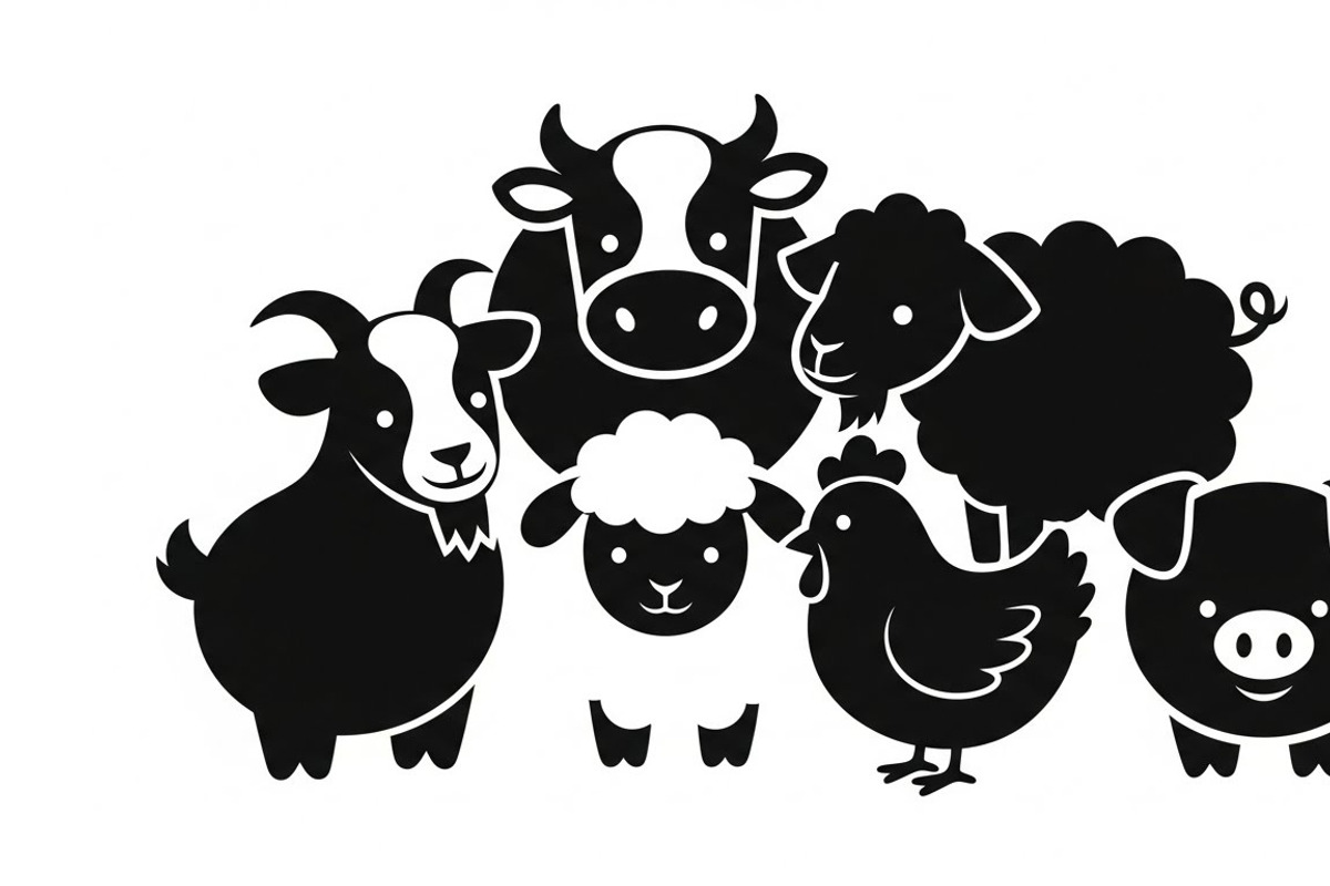 Cute Farm Animal Silhouette Bundle, an Illustration by hafijul (Photo 6 of 51)
