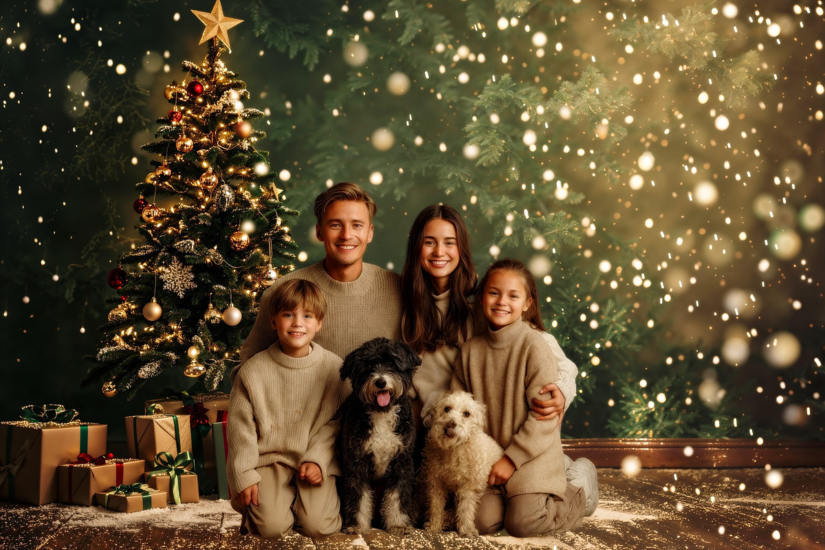 Falling Snow Christmas Tree Backdrop, a Background Photo by Winwin Design Art (Photo 1 of 2)