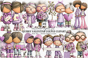 Quirky Valentine Couple Clipart, an Illustration by Canvas Craft (Thumbnail 1 of 6)