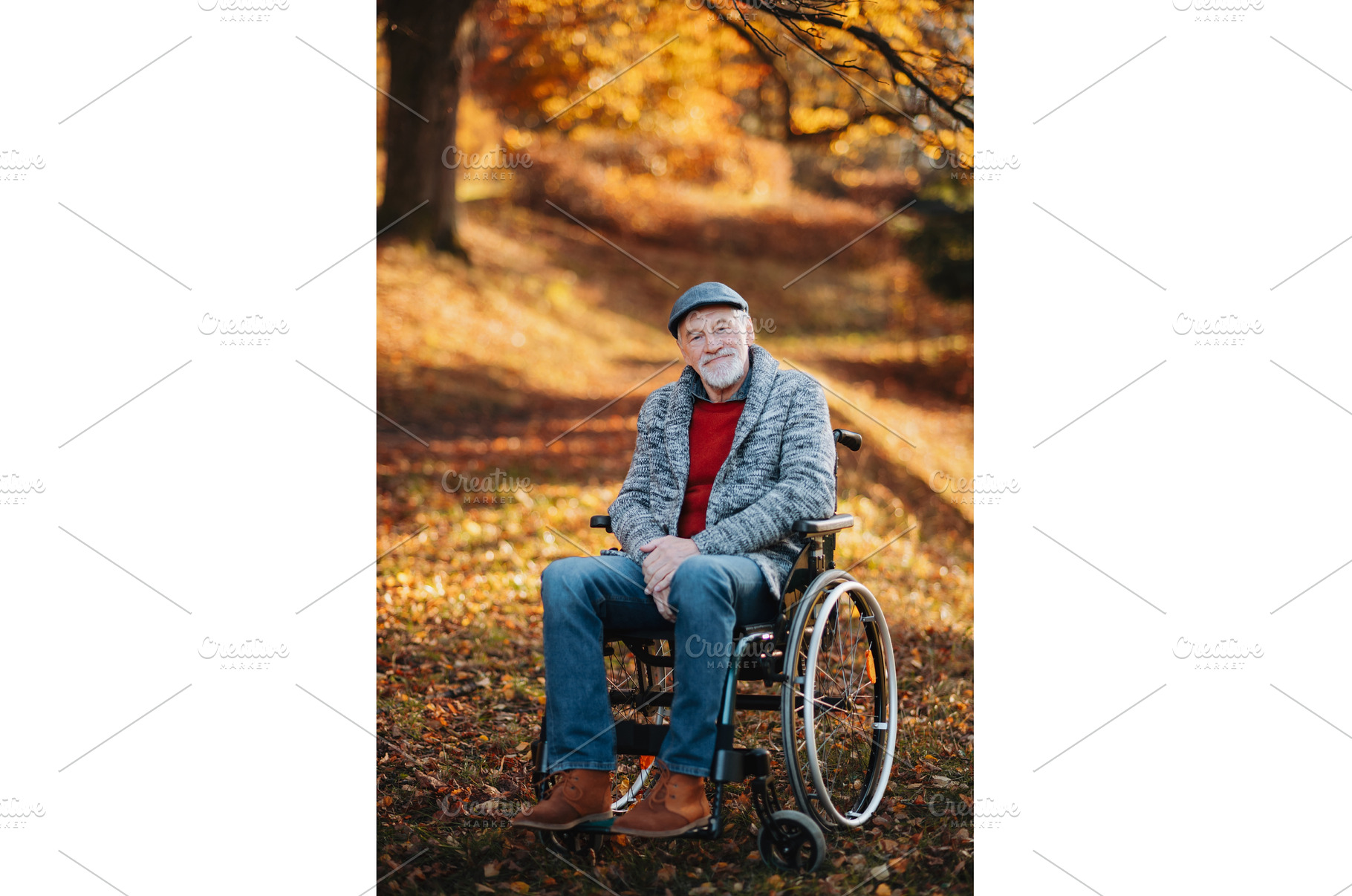 Pensive older man in wheelchair in, a Person Photo by HalfPoint