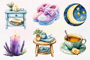 Watercolor Evening Routine Clipart, an Illustration by Dream Creation (Thumbnail 5 of 7)