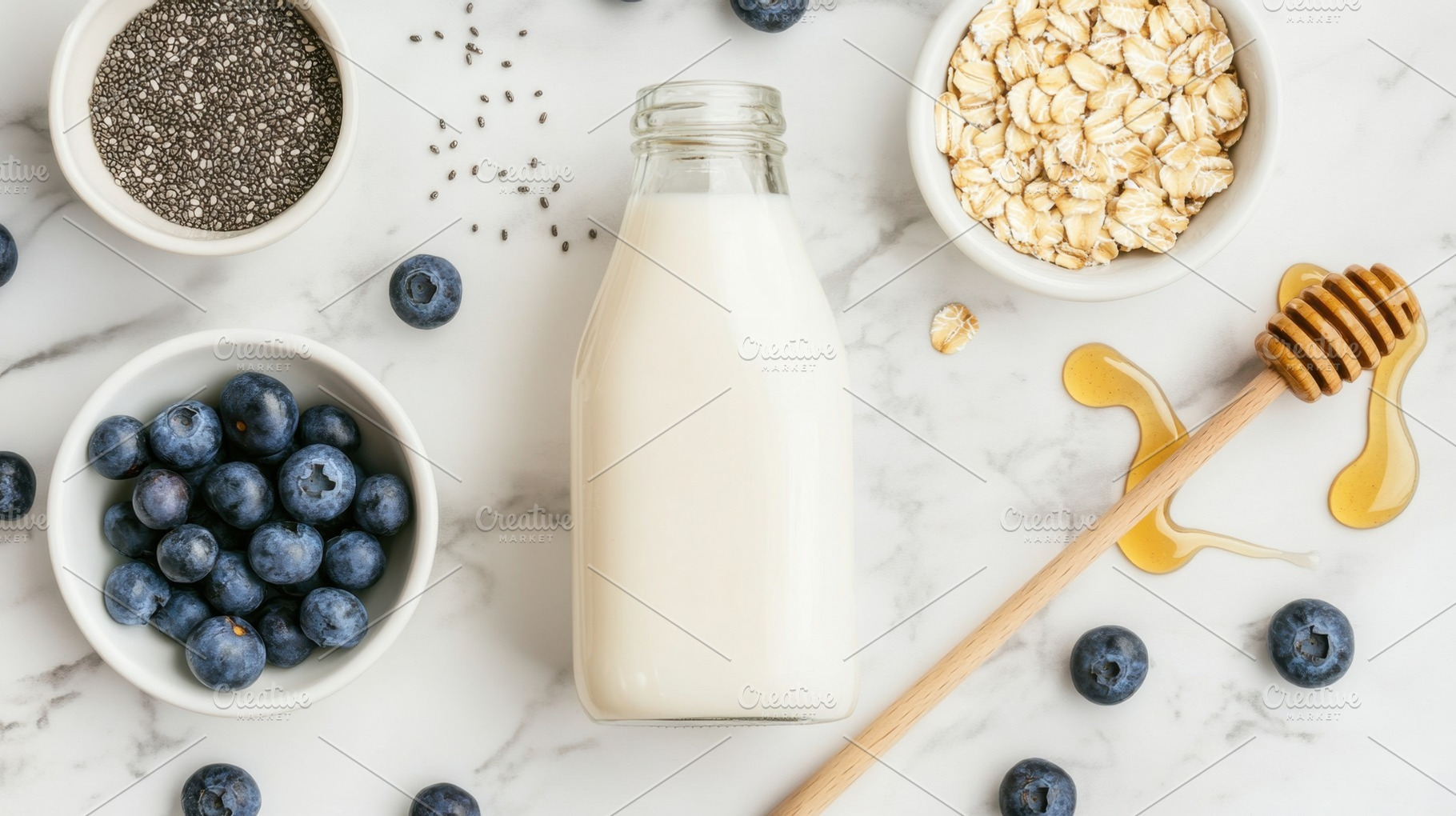 Healthy breakfast on marble, a Photo by Beautiful things