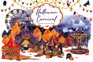 Watercolor Halloween Carnival, an Object Graphic by ma_i_vi