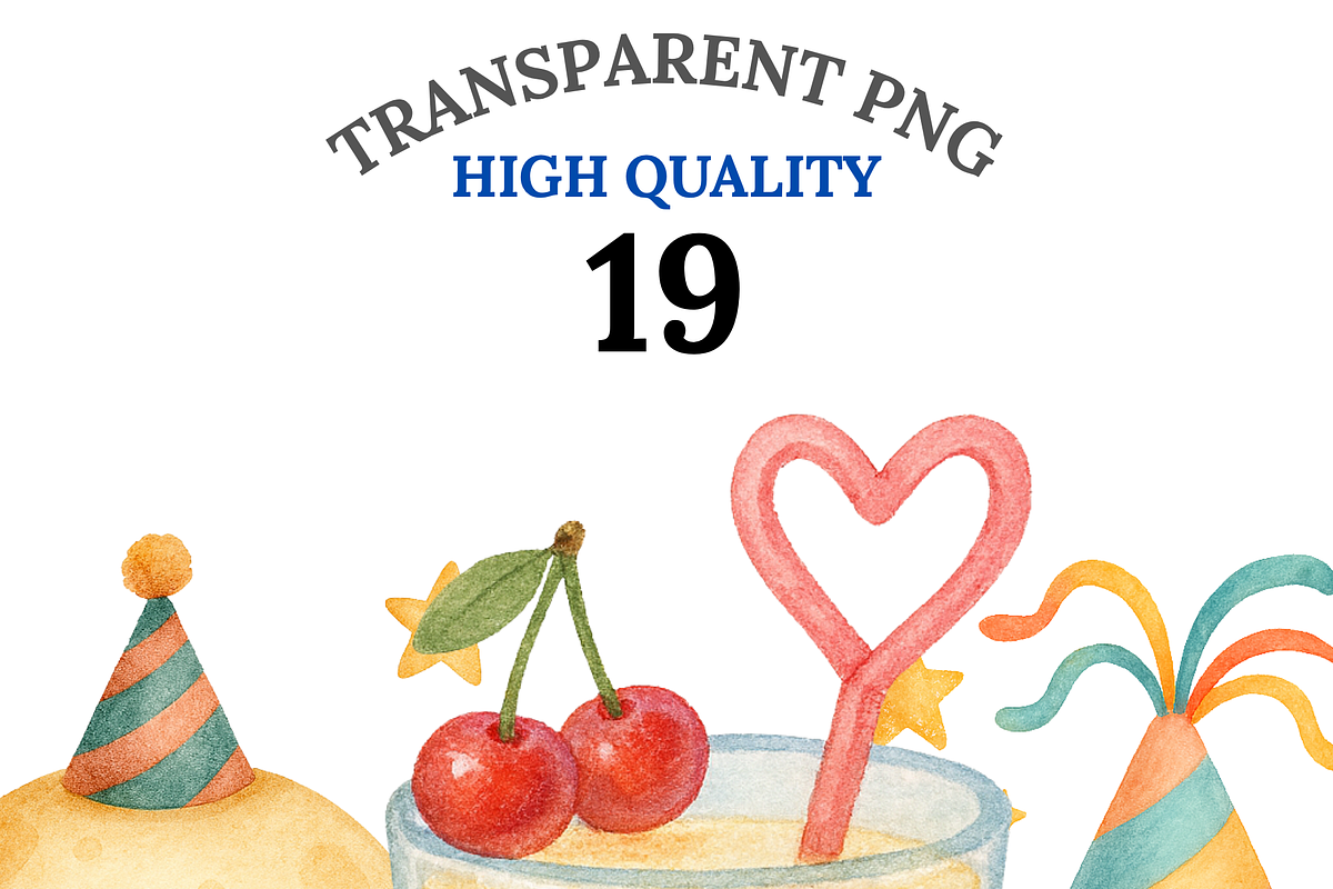 19 New Year Watercolor Clipart, a Decorative Illustration by Pati Charm Studio (Photo 1 of 8)