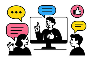 Virtual meeting with participants, a Technology Illustration by ZinetroN