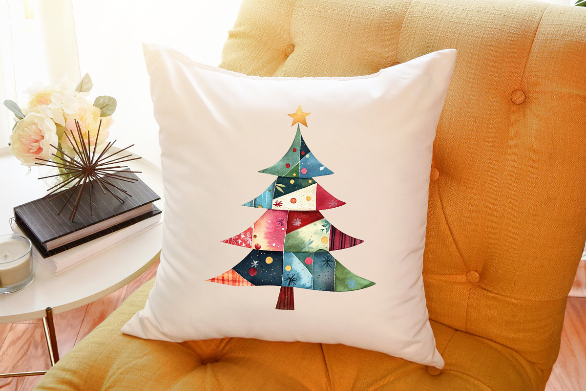 Watercolor Christmas Patchwork Clipa, an Illustration by Sublimation Artist (Photo 6 of 6)