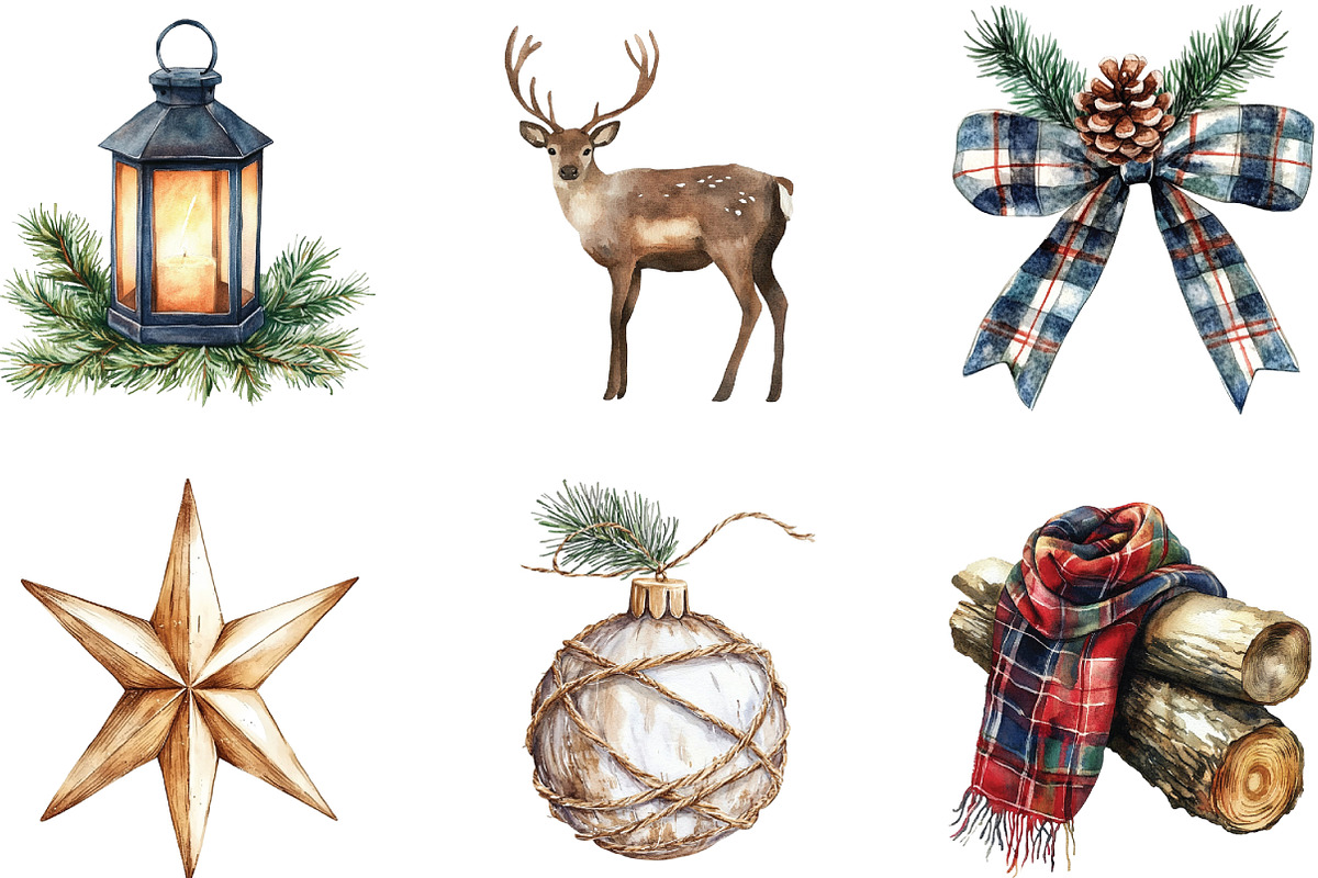 Rustic Winter Christmas Clipart, an Illustration by CraftArtStudio (Photo 2 of 6)