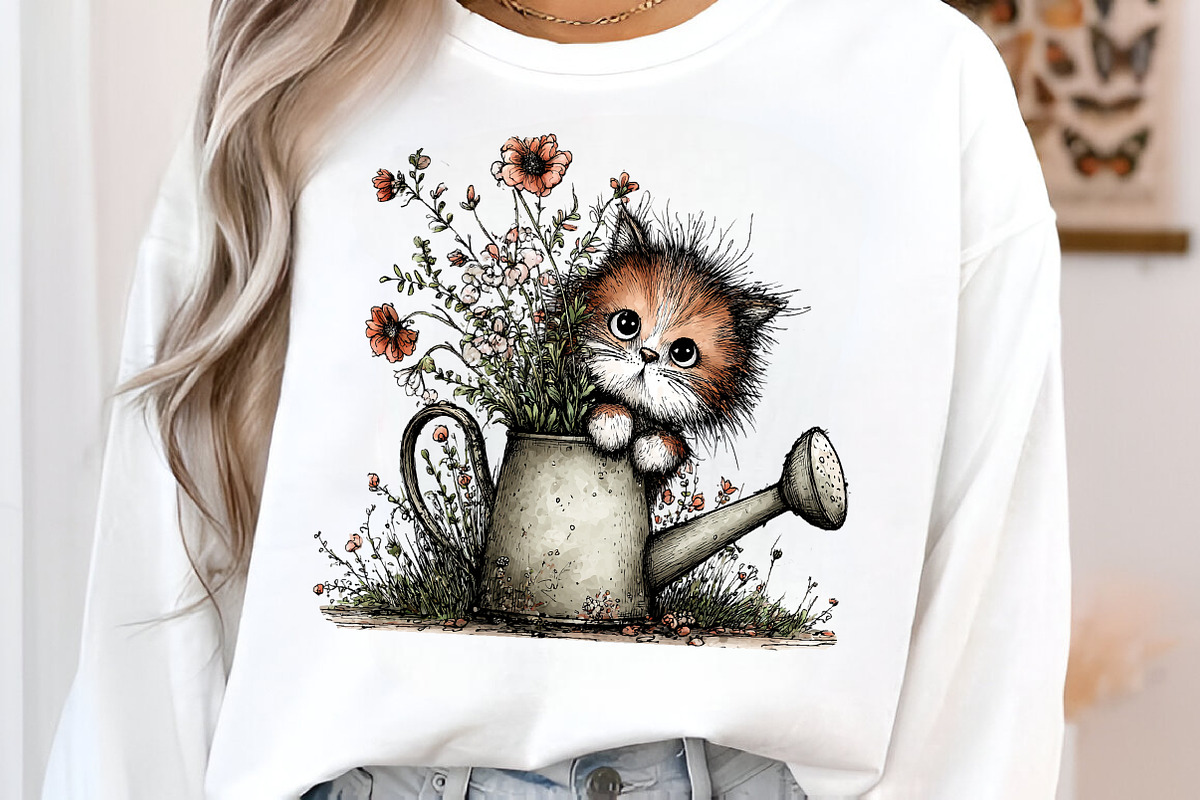 Whimsical Floral Spring Cats Png, an Illustration by SinaCreation (Photo 6 of 7)