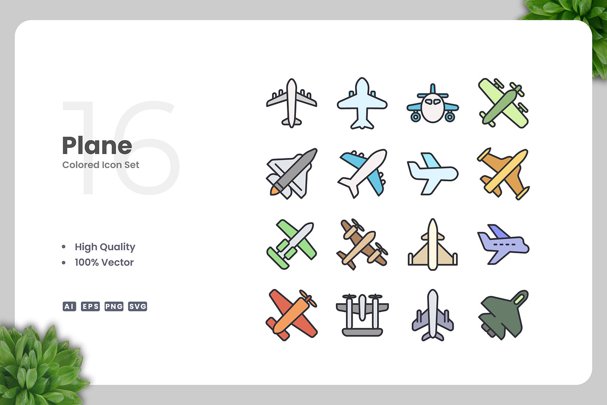Plane Colored Icons, an Icon by Upnowgraphic