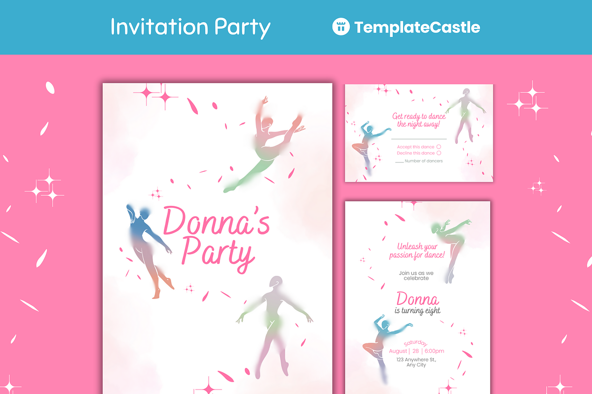 Dance Party Invitation Canva, a Design Template by TemplateCastleStore (Photo 1 of 4)