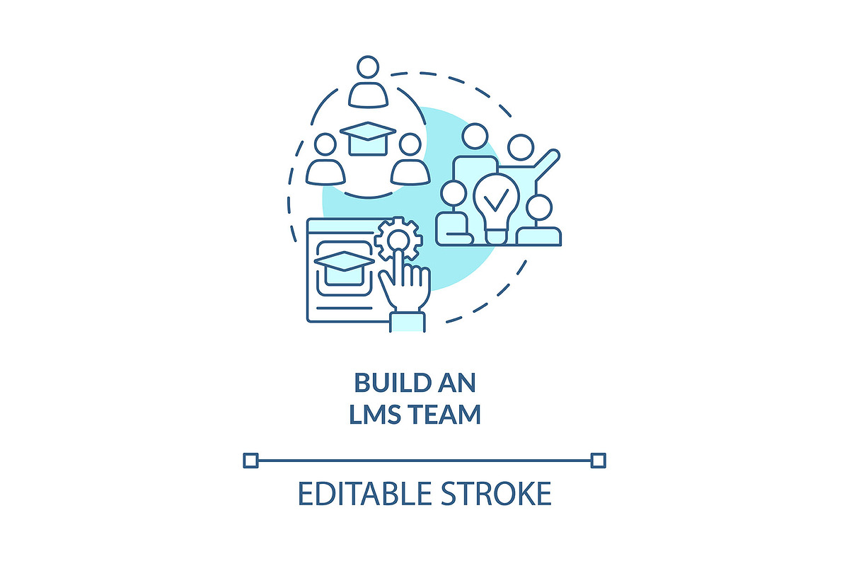 Build LMS team blue concept icon, an Icon by IMG Visuals