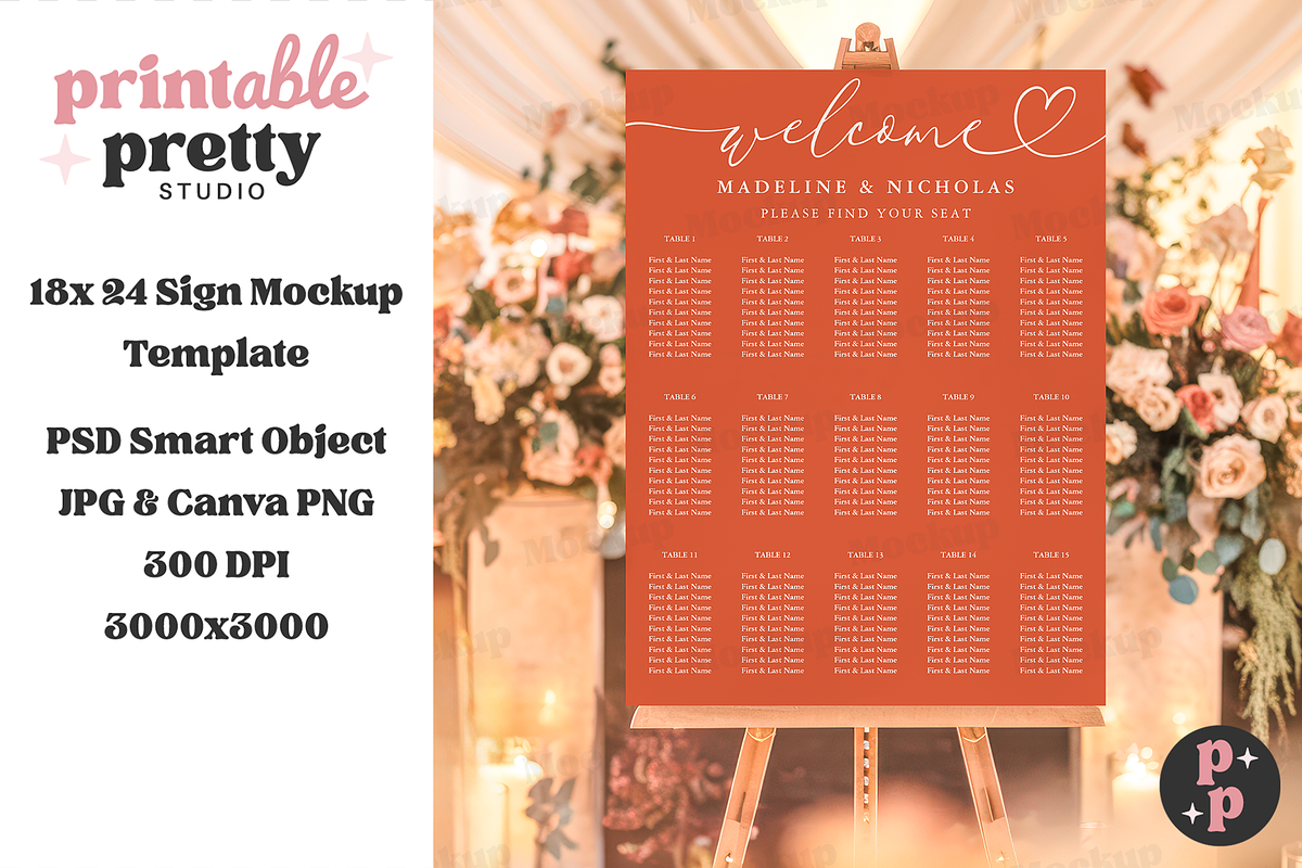 Chic Garden Wedding Sign Mockup PSD, a Product Mockup by Printable Pretty Studio (Photo 3 of 9)