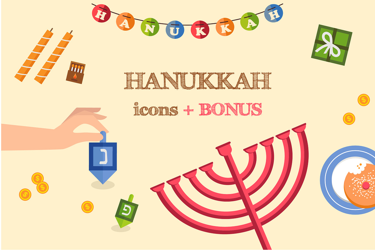 SALE! Hanukkah icons + BONUS, an Illustration by jenny lipets (Photo 1 of 4)