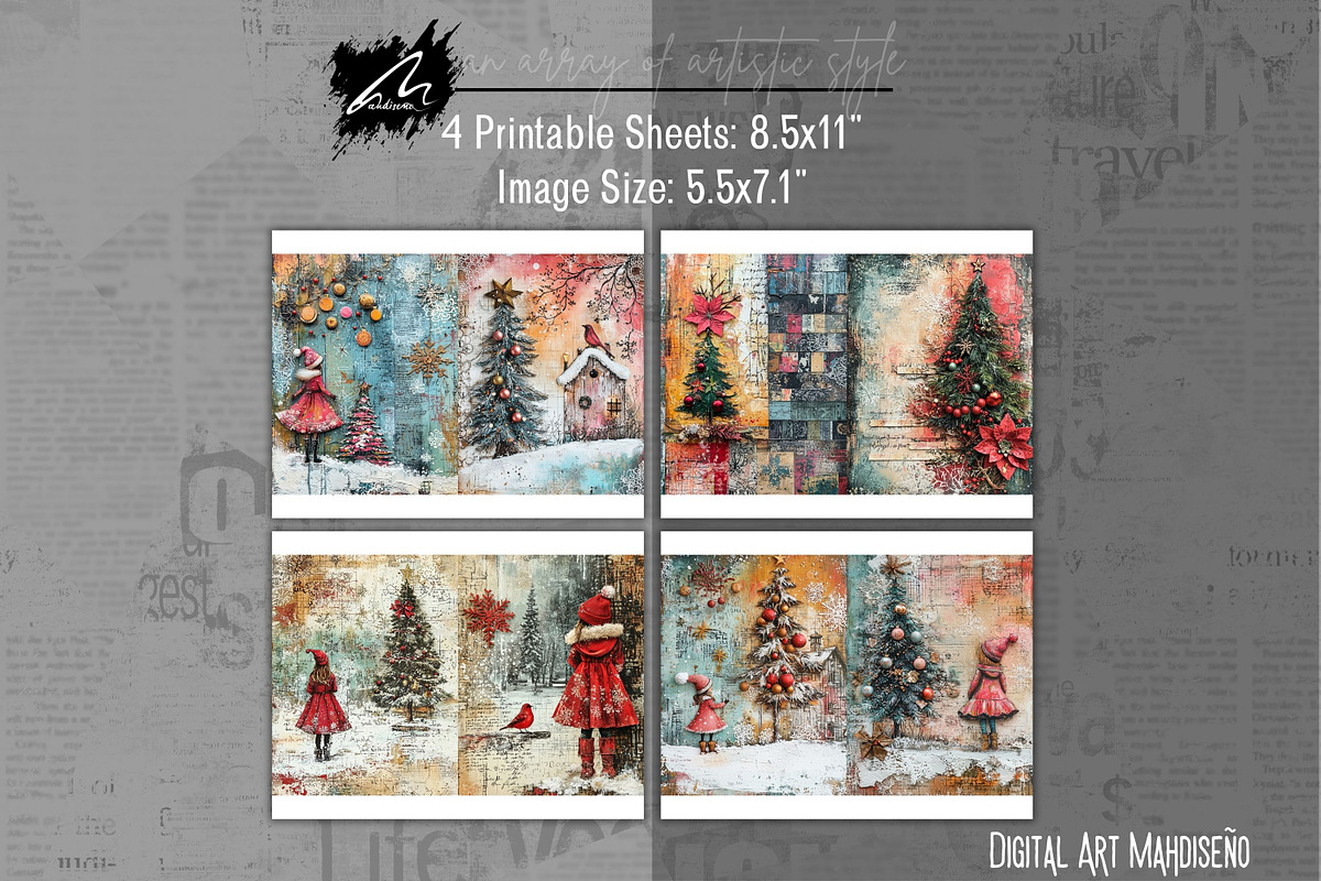 Shabby Lace Xmas Scrapbook Pages, a Seasonal Illustration by Digital Art Mahdiseño (Photo 8 of 10)