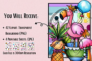 Clipart Kit of Funky Flamingo, an Animal Illustration by NiiiNArt (Thumbnail 6 of 8)