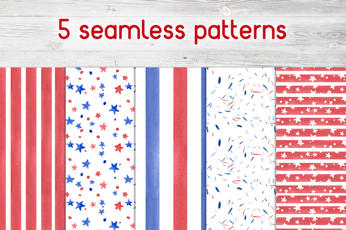 4th of July Watercolor Clipart Set, a Decorative Illustration by Sha1nee (Photo 3 of 4)