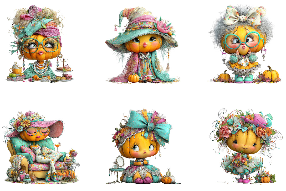 Quirky Coquette Pumpkin Clipart PNG, a Seasonal Illustration by CreationArt (Photo 5 of 5)