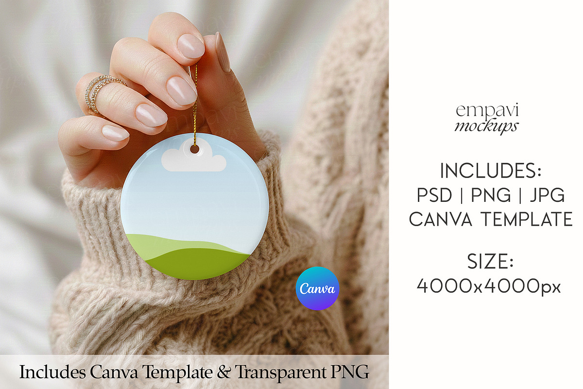 Christmas Ornament Mockup, a Merchandise Mockup by EmpaviMockups (Photo 2 of 6)