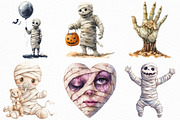 Watercolor Halloween Mummy Clipart, an Illustration by Craft Nest (Thumbnail 2 of 6)
