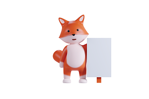 3D Pack Cute Animal Fox Illustration