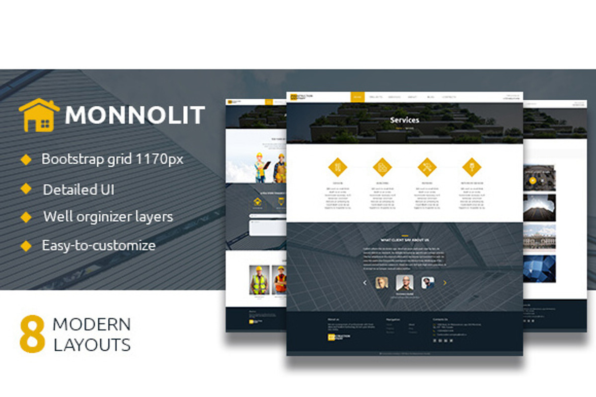 MONNOLIT — Construction HTML Templ., a Websites & App Template by NetGon_Tech's Shop