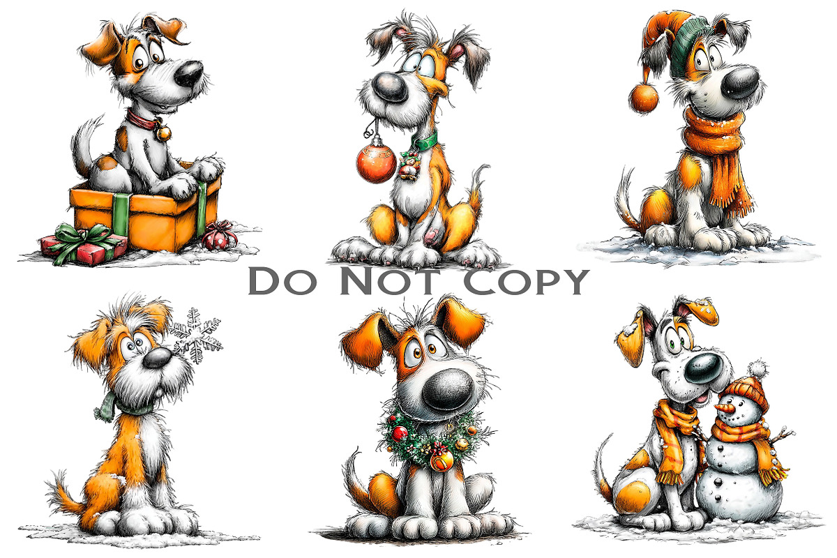 Cute & Funny Christmas Dog Clipart, an Illustration by Craft Nest (Photo 4 of 8)