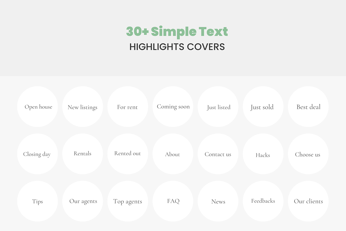 60+ Minimal Text Realtor Highlights, a Social Media Template by Estatik Designs (Photo 3 of 8)