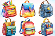 Watercolor Back to School Bag PNG, a Seasonal Illustration by Canvas Craft (Thumbnail 3 of 4)