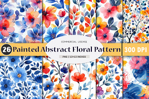 Painted Abstract Floral Pattern Set, an Illustration by SinaCreation