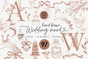 Hand Drawn Wedding Clipart Bundle, an Illustration by ollalya