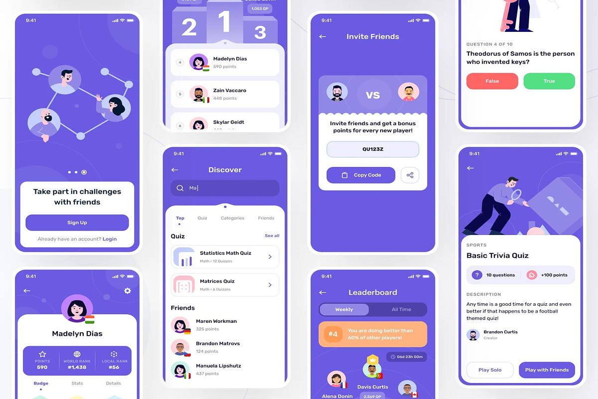 Queezy - Quiz App UI Kit, an UI Kit Template by Creative Perspective (Photo 6 of 8)