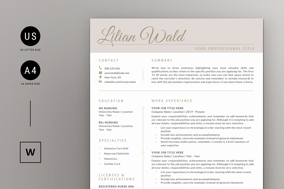 Nurse Resume & Cover Letter - Word, a Resume Template by Resume Bureau (Photo 1 of 6)