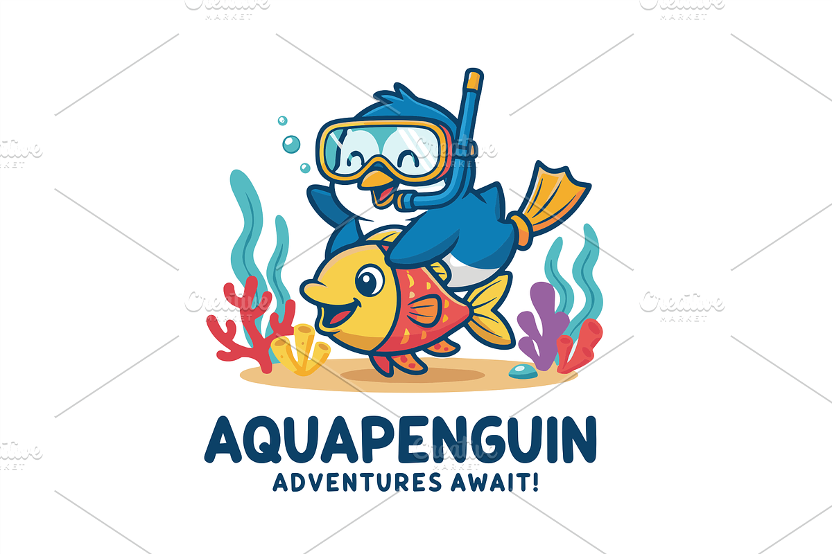 Aqua Penguin Logo, an Animal Illustration by Izdihaar_Studio (Photo 3 of 3)