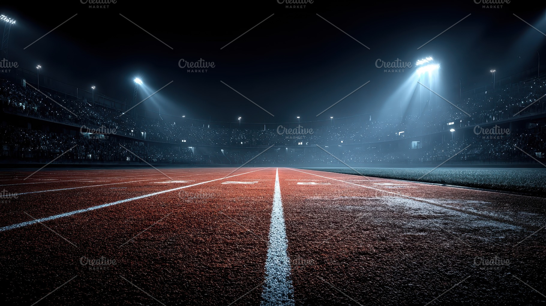 Night stadium running track athletic, a Photo by Pixeness Studio