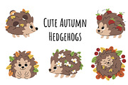 Cute autumn hedgehogs, an Animal Illustration by Barsuk's Shop (Thumbnail 1 of 2)