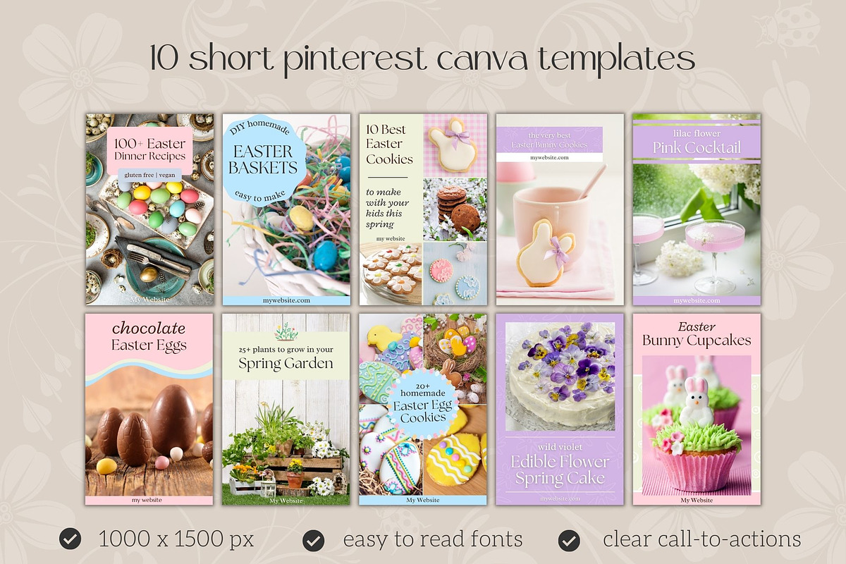 Spring Canva Pinterest Templates, a Social Media Template by Made by Melody (Photo 2 of 6)