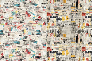 Newspapers Seamless Patterns Set