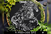 Horse Swirling Floral Pattern Equine, a Background Graphic by LaseredNinja (Thumbnail 6 of 7)