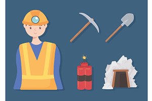 mining miner tools, an Illustration by studiogstock